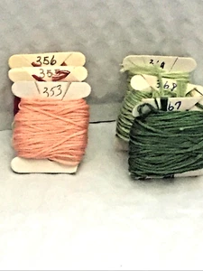 Lot of 6 DMC Cross Stitch Floss Carded-# 353,355,356,367,368,369 - Picture 1 of 4