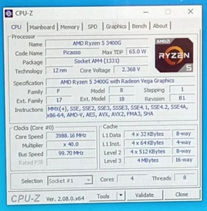 AMD Ryzen 5 3400G 3.70GHz Quad Core 8 Thread AM4 CPU Vega Onboard graphics - Afbeelding 1 van 2