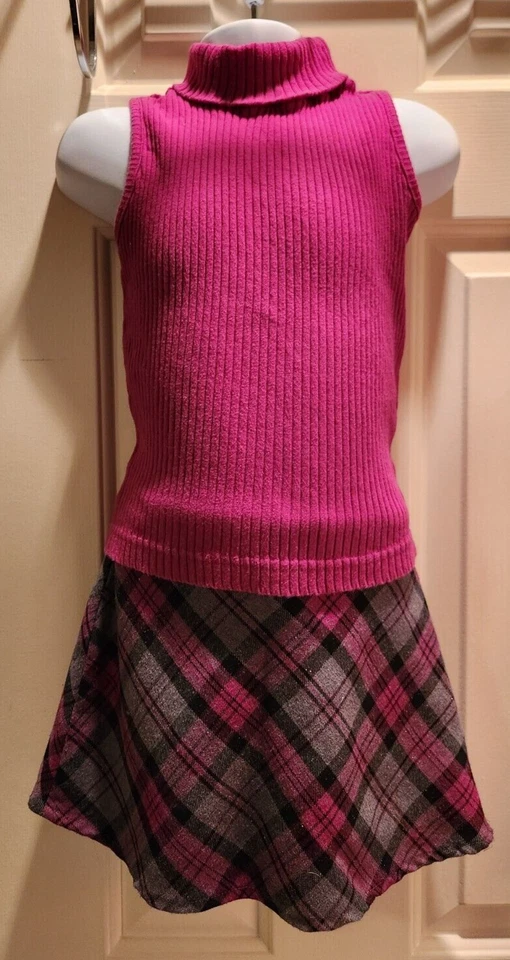 Conjunto de top corto y sin mangas línea A a cuadros rosa talla 4/5 de 2 piezas Exhilaration para niñas Foto 1 de 4