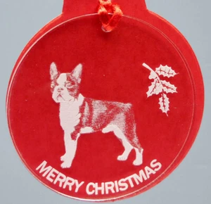 BOSTON TERRIER, STEHEND, HUNDESCHMUCK, LUCITE, - Bild 1 von 2