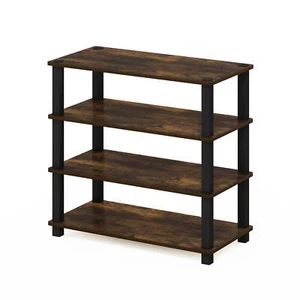 4-Tier Turn-S-Tube Shoe Rack, Wood, Amber Pine and Black - Picture 1 of 5
