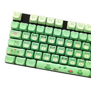 PBT Cute Frog Keycap Set 104 Keys Funny Expressions for Mechanical Keyboards - Picture 1 of 4