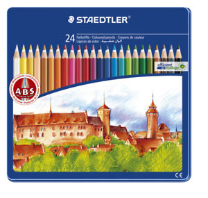 Staedtler Coloured Pencils  - Assorted Colours - Tin of 24 (Castle) (Pack of 5)