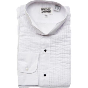 Camisa de esmoquin blanca para hombre cuello ala pliegues de 1/4" pajarita GRATIS - Imagen 1 de 5