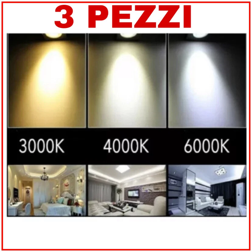 Lampo Dik LED Gu10 Lampadina 8w Tricolor 240v 120° 3000k/4000k/6000k Switch inte