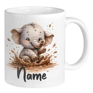 Personalisierte Tasse Elefant mit Namen Namenstasse für Kinder Jungen Mädchen - Bild 1 von 6