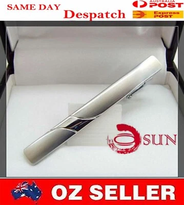 New Pure Men Silver Classical STAINLESS STEEL Wedding Tie Clip Pin Bar Party - Image 1 of 3