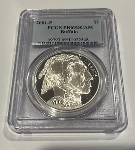 2001-P Buffalo Commemorative Silver Dollar - PCGS PR 69 DCAM - D018 - Picture 1 of 2