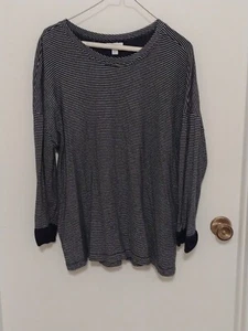 J Jill Women's XL 3/4 Sleeve Cotton Blend Knit  Striped Tunic Top Shirt - Picture 1 of 3