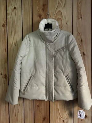 Joujou Nueva Chaqueta Para Mujer L Off White Cuero Vegano Cremallera Completa Bolsillos Cuello Foto 1 de 4