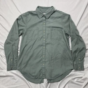 Lucky Brand Shirt Top Women's Sz. M Button Down Split Back Green 100% Lyocell - Picture 1 of 8