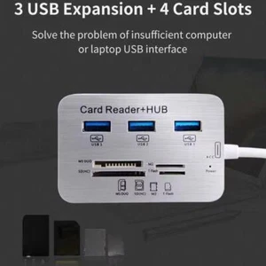 2 in 1 USB 3.0 HUB Card Reader Combo TF Memory Card K7Y5 Reader H4G0 - Afbeelding 1 van 15