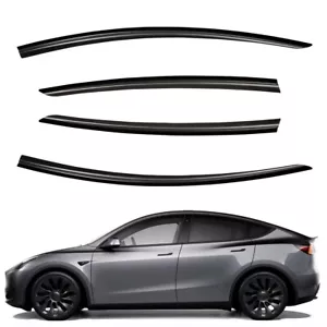 Smoke Window Visors Wind Deflectors Sun Rain Guards For 2020-2025 Tesla Model Y - Picture 1 of 8