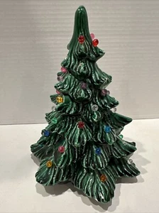 Vintage 8 1/2" Ceramic Christmas Tree w Colorful Light Bulbs - Picture 1 of 9