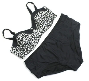 Catalina Ava & Viv 3X 20W Black White Animal Print 2pc UW Bikini Swimsuit EUC - Picture 1 of 4