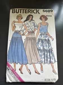 5609 Vintage Butterick SEWING Pattern Misses 1980s Tiered Skirt Western Flared M - Picture 1 of 3