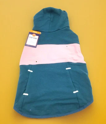 Top Paw Dog Clothes Blue & Pink Drawstring Pocket Hoodie Sweatshirt Sz Medium M - Image 1 of 2