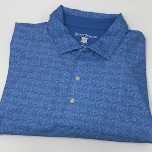Hickey Freeman Polo Shirt XXL Blue Geometric Performance Stretch Mens - Picture 1 of 5