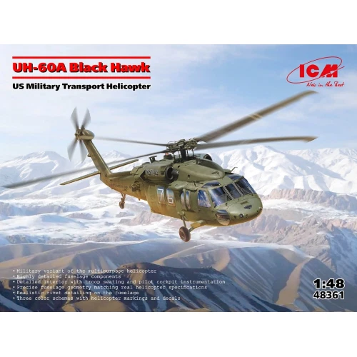 UH-60A BLACK HAWK US MILITARY HELICOPTER KIT 1 48 Icm Kit Elicotteri M