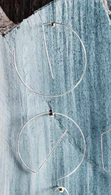 Big G Shape Threader Hoop Earrings – Sterling Silver – MSRP $47.50 - Image 1 of 3