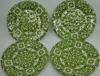 *PIER 1*Set Of 4-Royal Regal Trellis Melamine Salad Plates●Green/Ivory●8 inch● - Image 1 of 4