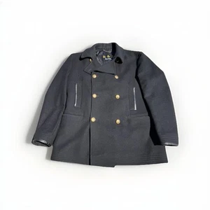 Barbour Men's Wool Pea Coat Black Jacket Size UK 40 / EU 50 (Large) - Picture 1 of 13