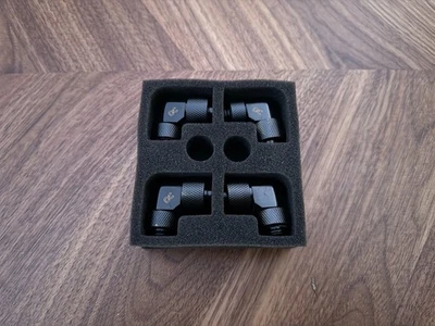 Alphacool 16/10mm Fitting, 90 Degree Rotary, Black, 4pk - Image 1 of 3