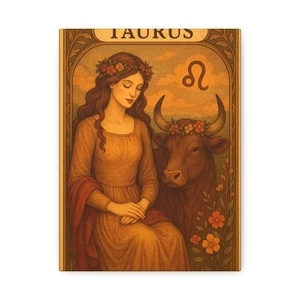 Taurus Wall Art, Zodiac Canvas Print, Astrology Decor, Gift For Her 9x12 - Picture 1 of 5
