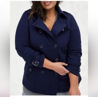 Chaqueta Chaquetón TORRID Talla 3 Azul Marino Polar | Abrigo Doble Pecho | Dark Academia Foto 1 de 4