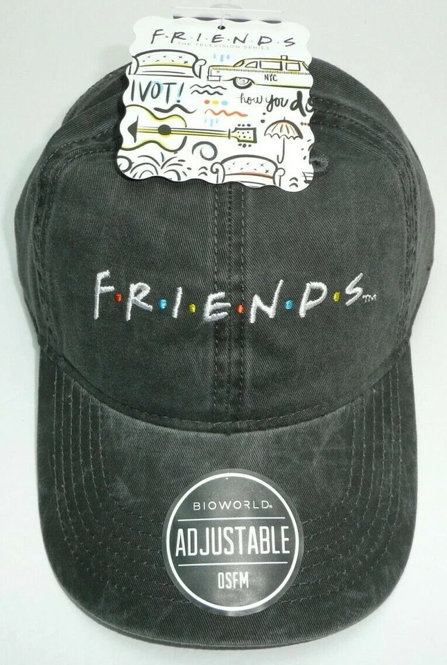 Friends TV Show Logo Hat Cap Black Green Adjustable One Size OSFA