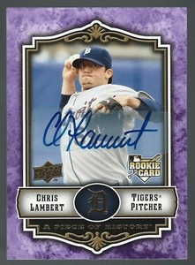 Chris Lambert 2009 UD A Piece of History Rookie Autographs Violet Card# 121