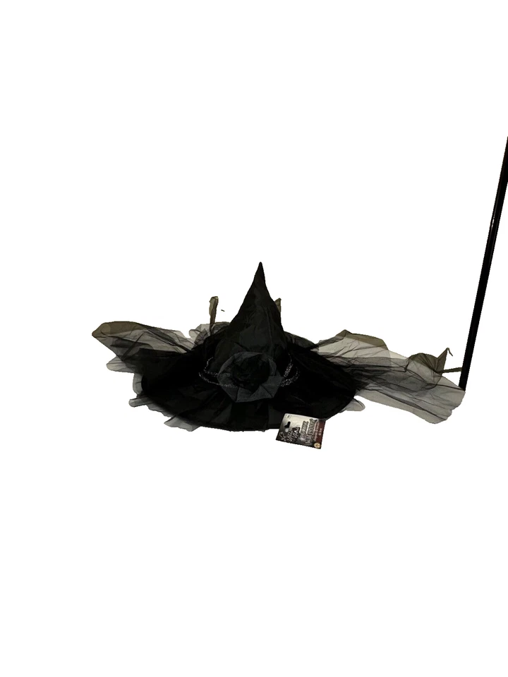 NUEVO CON ETIQUETAS - NUEVO Sombrero Brujas Magos de Lujo para Brujas / Cinta de Acento Plateado / Velo Foto 1 de 3