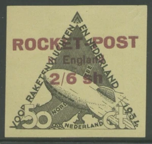 1934 GREAT BRITAIN rocket mail stamp - Gerhard Zucker - EZ 1B6 - Picture 1 of 2