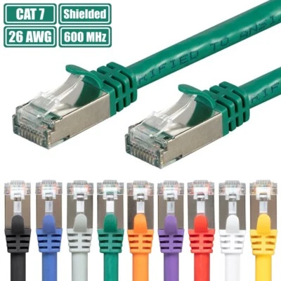 0.5FT-100FT Cat7 RJ45 Network LAN Ethernet S/FTP Shielded Cable 26AWG 600MHz LOT - Image 1 of 3