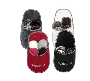 Willkommen Gästehausschuhe Pantoffeln Gästepantoffel Vlies Hausschuhe Unisex NEU - Bild 1 von 17