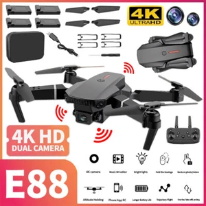 New Drone 2025 4K HD Dual Camera WiFi FPV RC Foldable Quadcopter + 4 Batteries - Picture 1 of 15
