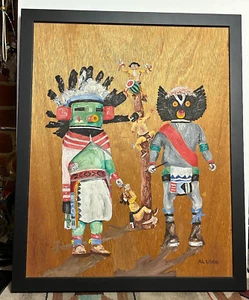 Native American Kachina Painting By writer historian Artist AL LOOK Oil On Board - Picture 1 of 11