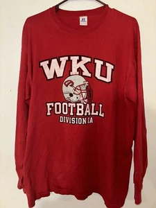Men's Size Large Russell WKU Hilltoppers Long Sleeve T-Shirt Red - Picture 1 of 4