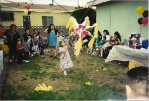 Pinata Party FOUND PHOTOGRAPH Color FREE SHIPPING Original Snapshot VINTAGE 08 7 - Picture 1 of 1