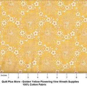 Goldgelber blühender Rankenkranz Zubehör 100 % Baumwollstoff von 1/4 Yard - Bild 1 von 1