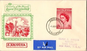 1953 Southern Rhodesia Salisbury Queen HM Elizabeth 2 Coronation First Day Cover - Picture 1 of 2