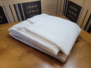 John Lewis MTM W125 x D253cm White Pair Voiles Tab Top Net Curtains - Picture 1 of 8