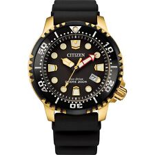 Citizen Eco-Drive Men's Diver Calendar Black Gold Tone Watch 44MM BN0152-06E