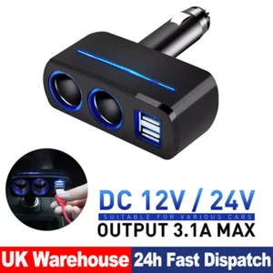 Adaptador de enchufe para encendedor de cigarrillos de coche doble USB doble enchufe cargador divisor 12V - Imagen 1 de 10