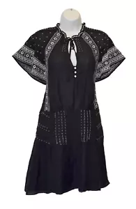 B5 Auth VERONICA BEARD Cotton & Silk Black & White Embroidery Mini Dress Size 8 - Picture 1 of 7