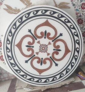 Mesa Pietra Dura con incrustación de mármol blanco de 18" lado café jardín decoración habitación hogar - Imagen 1 de 3