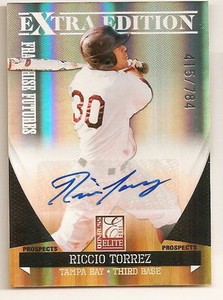 2011 ELITE EXTRA EDITION RICCIO TORREZ FRANCHISE FUTURES AUTOGRAPH #415/784 RAYS