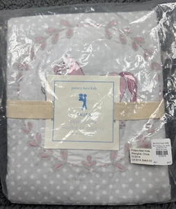Funda nórdica doble Pottery Barn Kids caballo ecuestre gris rosa punto Laura PBK nueva con etiquetas - Imagen 1 de 7