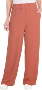 Hilary Radley Women's Wide Leg Crinkle Pants with Elastic Waistband, Red, L* - Picture 1 of 6