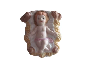 Ceramic Nativity Baby Jesus in Manger ~2"x3.25"x3" Replacement Figure Part  - Picture 1 of 7